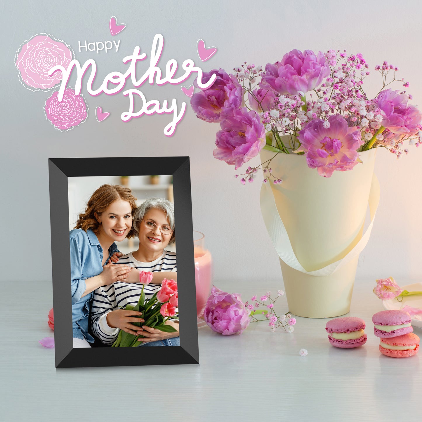Frameo 10.1 Inch WiFi Digital Picture Frame, 1280x800 HD IPS Touch Screen Photo Frame Electronic, 32GB Memory, Auto-Rotate, Wall Mountable, Share Photos/Videos Instantly via Frameo App from Anywhere Model:102K