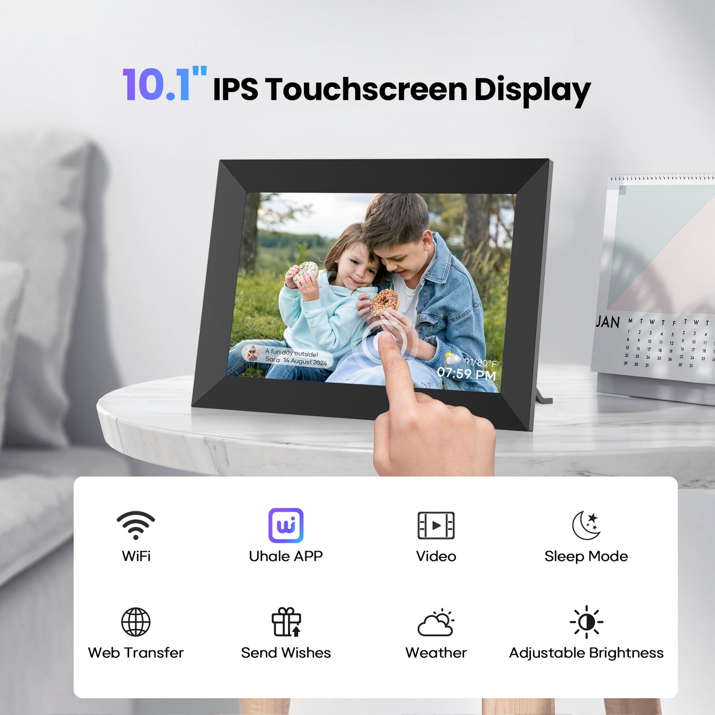 Ricilar 10.1 inch WiFi Digital Photo Frames 2 Pack, Digital Picture Frame with Send Wishes, Built in 32GB Storage, 1280*800 IPS Cloud Display, Auto-Rotate, Wall Mountable, Sincere Gift for Family!