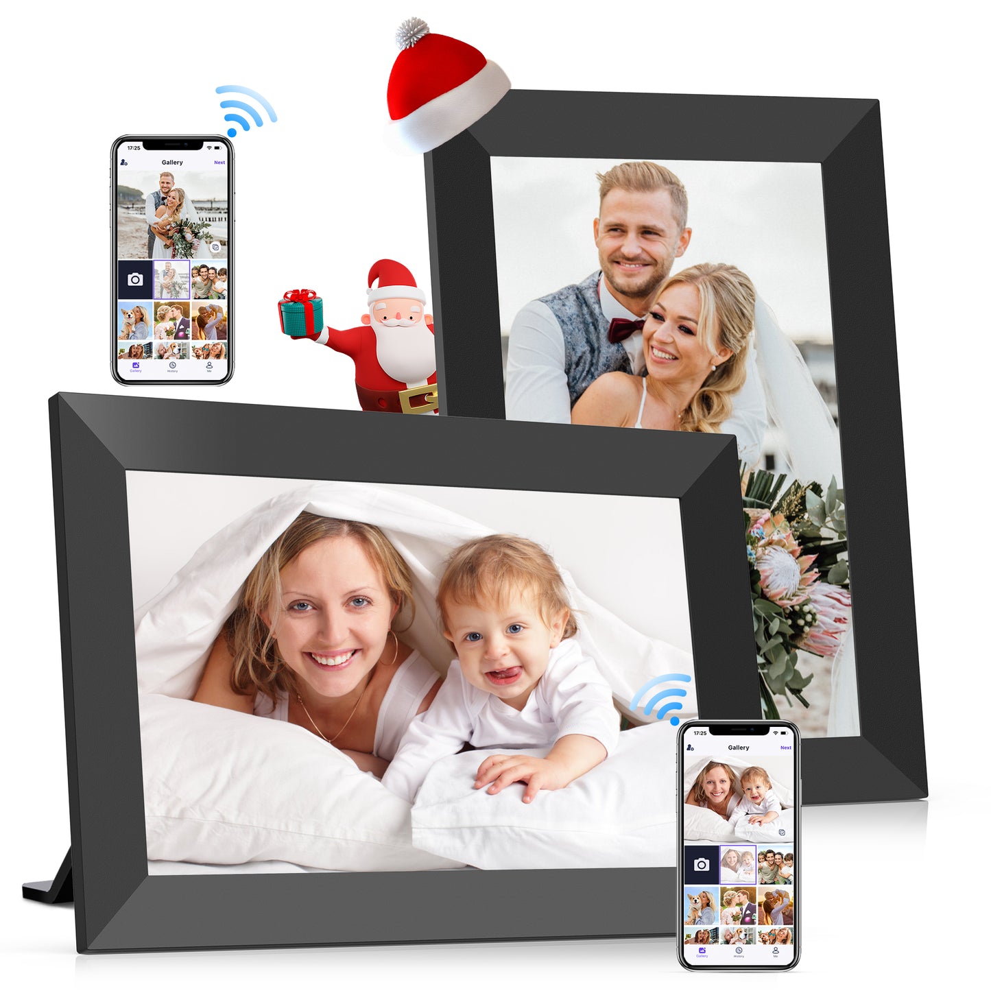 GIROOL 10.1" WiFi Digital Picture Frame 2 Pack, 32GB Storage Smart Touch Screen Photo Frame, HD Electric Picture Frame, Auto-Rotate or Wall Mountable,Send Photos and Videos via free App, Best Gift!