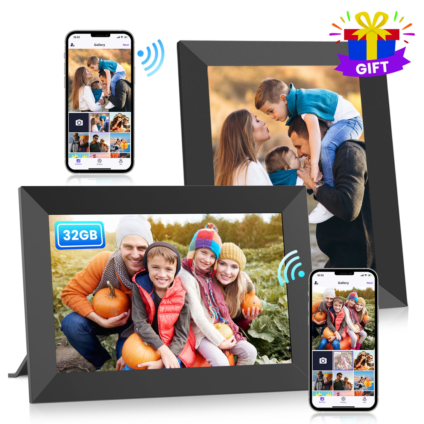 Msake 2 Pack 32GB Digital Picture Frame WiFi, 10.1 Inch IPS Touch Screen Smart Photo Frames, Cloud Smart Photo Frames Send Photos/Videos via Free App from Anywhere, Auto-Rotate, Great Gift!