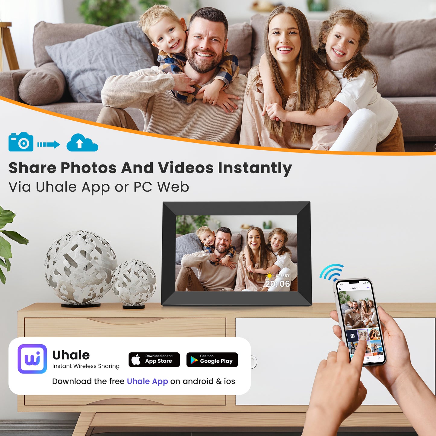 Msake 2 Pack 32GB Digital Picture Frame WiFi, 10.1 Inch IPS Touch Screen Smart Photo Frames, Cloud Smart Photo Frames Send Photos/Videos via Free App from Anywhere, Auto-Rotate, Great Gift!