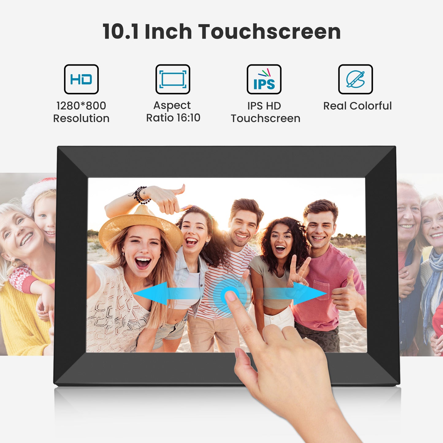 Msake 2 Pack 32GB Digital Picture Frame WiFi, 10.1 Inch IPS Touch Screen Smart Photo Frames, Cloud Smart Photo Frames Send Photos/Videos via Free App from Anywhere, Auto-Rotate, Great Gift!