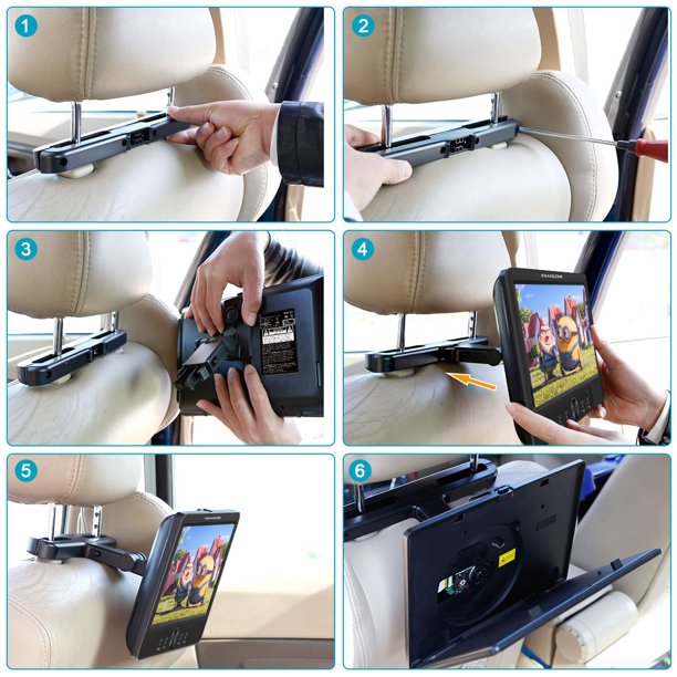 FANGOR 10.5" Dual Screen Portable DVD Player For Car, HD Display,5 Hours Rechargeable Battery, Last Memory, Good Travel Companion,Best Gift for Kids,Black( a DVD Player + a Monitor)
