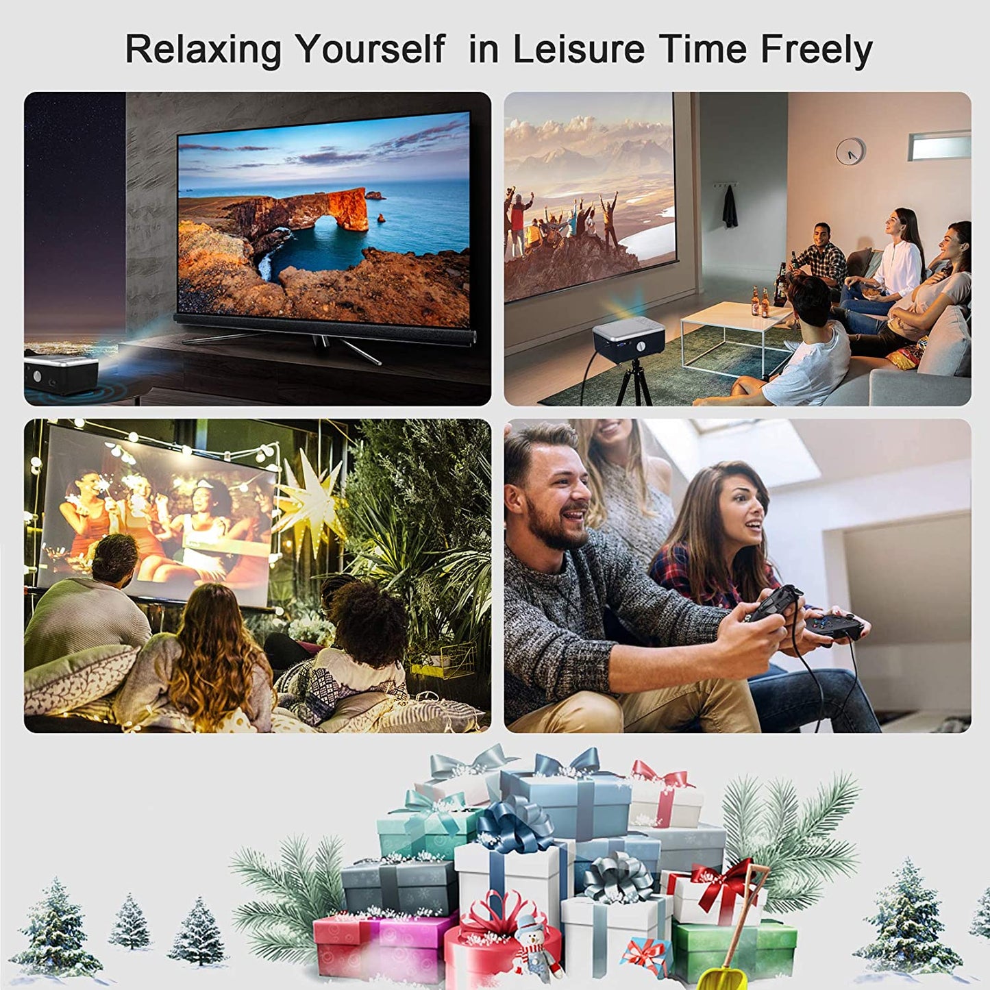 FANGOR 301 Mini Projector,  Portable Movie Projector Built in DVD Player, HD 1080P Bluetooth Projector(sell to JP)