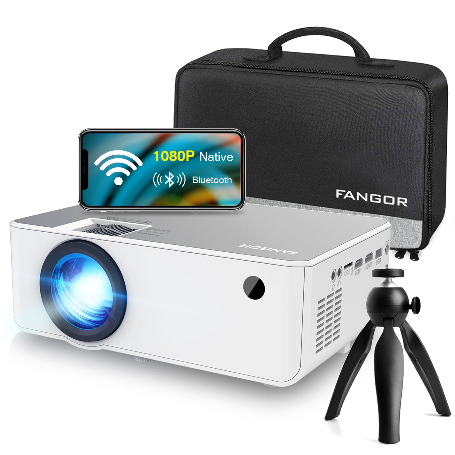 Bluetooth WIFI Projector, Native 1080P Projector with High