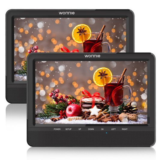WONNIE Premium 10" Dual DVD Players for Car( a DVD Player + a Monitor), Big Screen with More Shocking, Best Gift for Kids