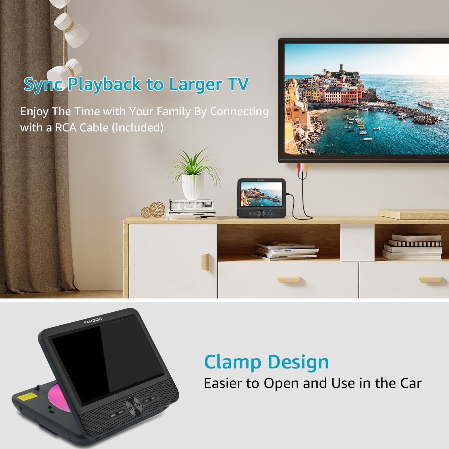 FANGOR 611  7.5’’ Dual Car DVD Player, Two Screens, USB/SD/MMC