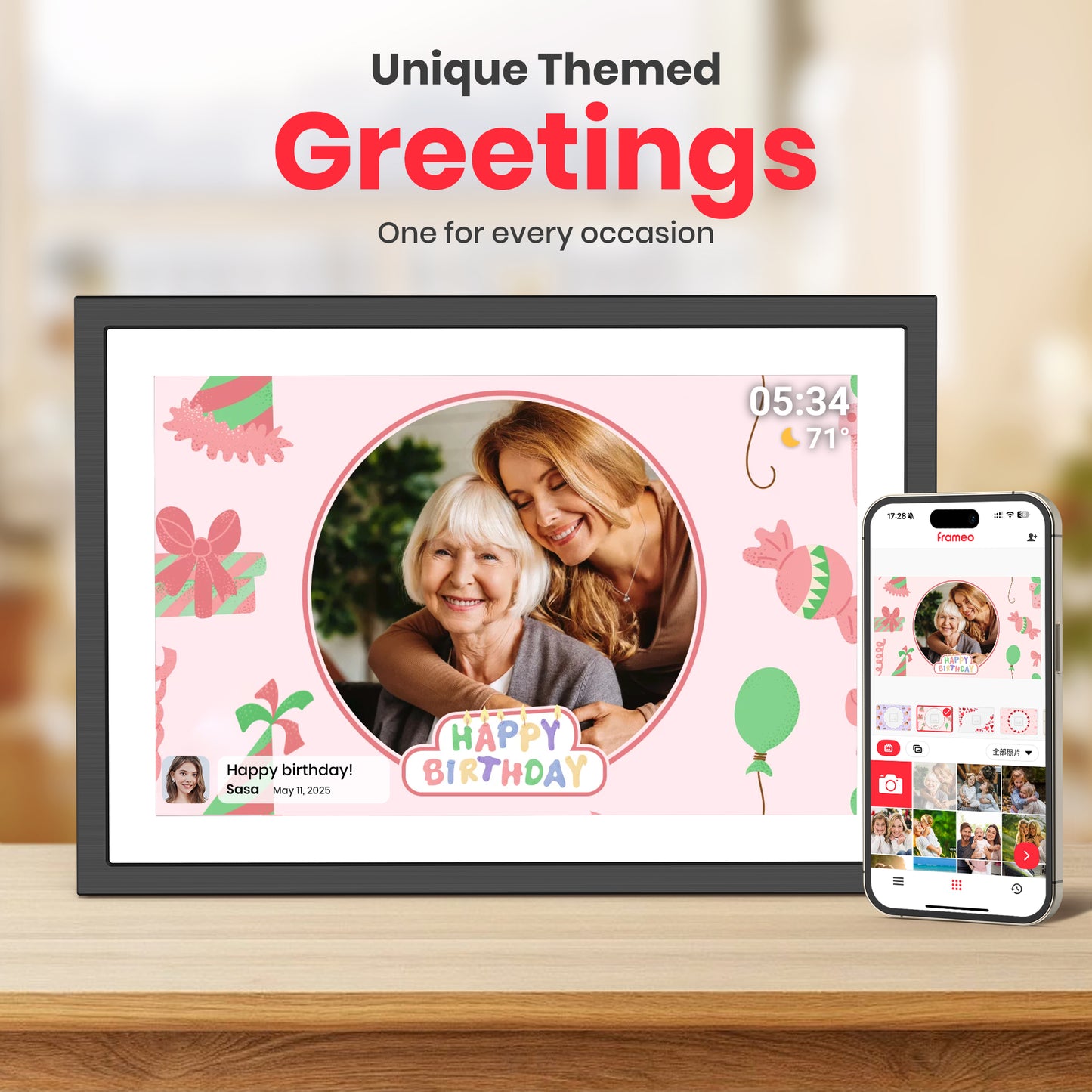 Frameo WiFi Digital Picture Frame, 10.1" Electronic Photo Frame with 1920x1200 FHD IPS Touchscreen, 64 GB Memory, Auto-Rotate, Send Photos and Videos from via Frameo App, Best Gift Choice!
