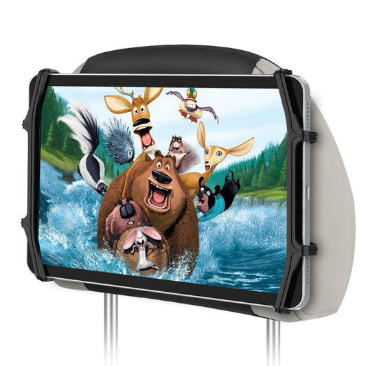 NUSICAN Car Headrest Mount Holder, Universal Back Seat Headrest Tablet Holder, Silicone Holder for Kids Tablet Stand, Anti Slip & Angle-Adjustable Holder Fits for 7-12.9'' Tablets iPad Pro Air