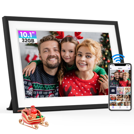 GIROOL WiFi Digital Photo Frame, 10.1" Electronic Photo Frame with IPS Touch Screen, Built-in 32GB Memory, Share Instant Photo from Anywhere,Auto Rotate, Best Gift Choice! Black and White.