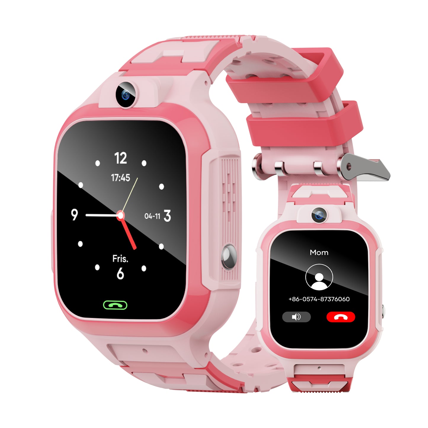 4G Smart Watch for Kids, GPS Tracker Smartwatch with Real Time Location Two Way Video Call Voice Chat, HD Touch Screen Camera SOS Alarm Clock Pedometer wrist Watch for Girls Gift（Pink）