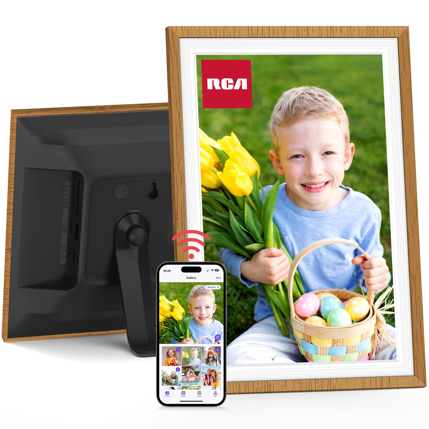 RCA Digital Photo Frame 10.1 inch WiFi Uhale Picture Frames for Photos & Videos with 32GB Memory, 1080P HD IPS Touch Screen, Support Auto Rotate, Wall Mounted, Instant Share Anytime