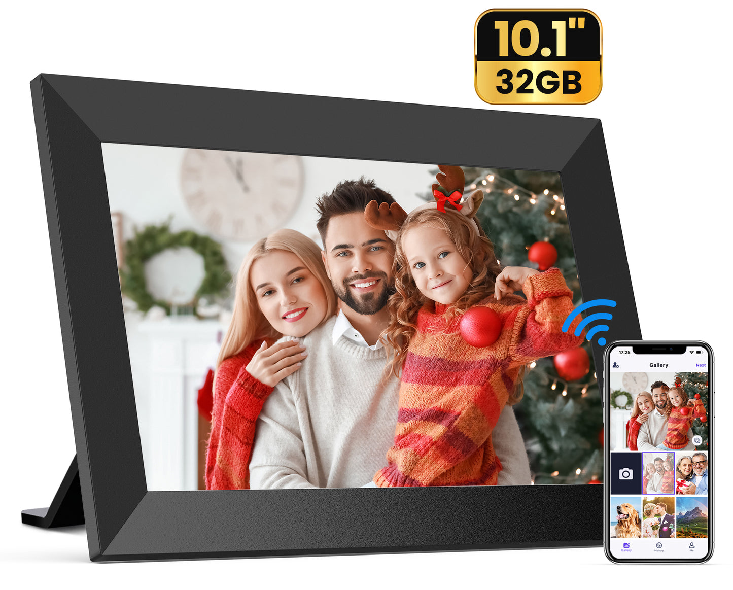 GIROOL WiFi Digital Picture Frame, 10.1"Electric Smart Touch Screen Photo Frame, 32GB Storage IPS Cloud Frame, Auto-Rotate or Wall Mount, Send Photos and Videos via free App, Best Gift Choice