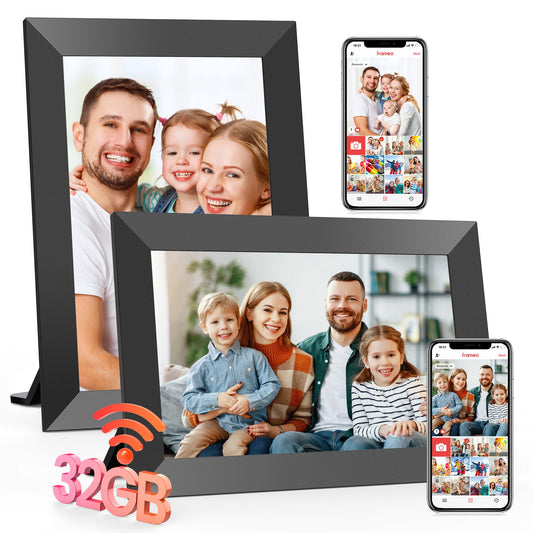 Frameo WiFi Digital Picture Frames 2 Pack, B-506B-T 10.1" Digital Photo Frame 32G Memory with 1280*800 IPS Touchscreen, Wall Mount Auto Rotate Electronic Picture Frame, Gift for A Loved One!