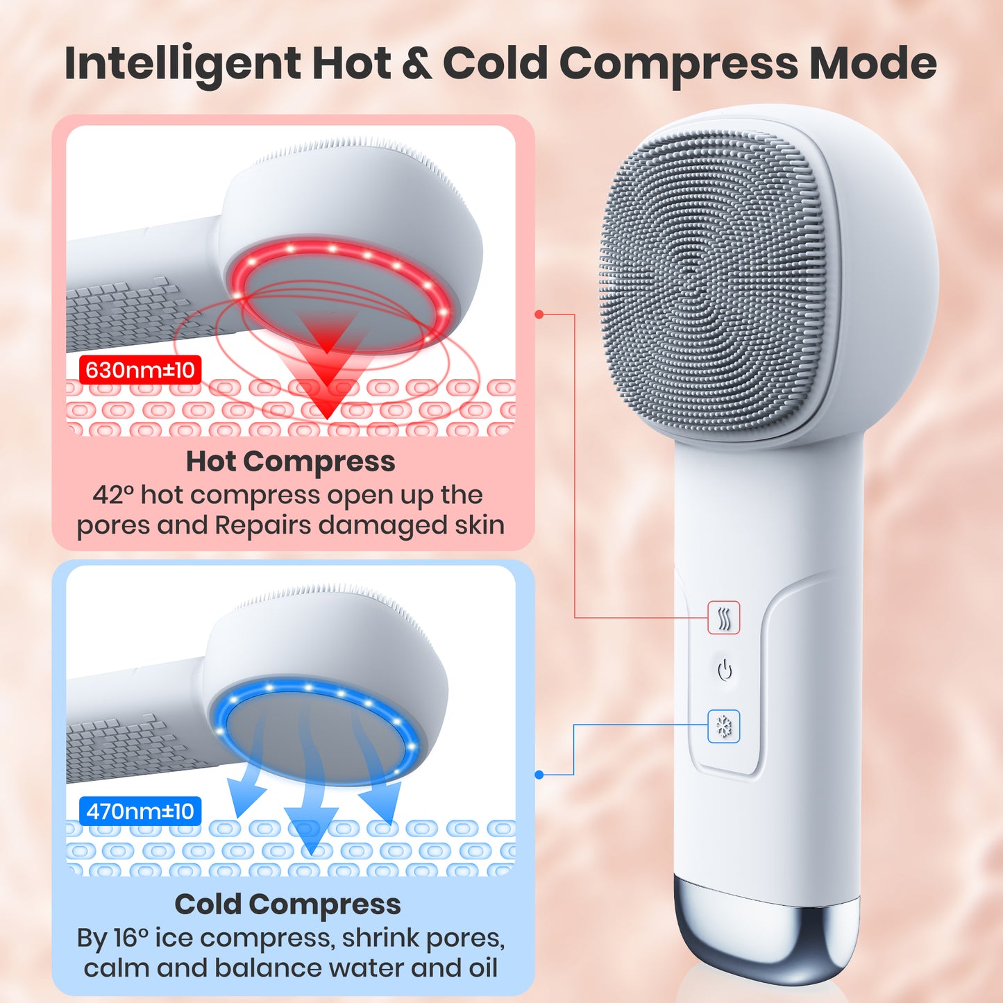 Facial Cleansing Brush, Msake Silicone Face Scrubber, Electric Face Brushes for Cleansing with Vibration, Hot and Cold Compress Modes, Sonic Face Cleanser for Men & Women Exfoliating and Massaging