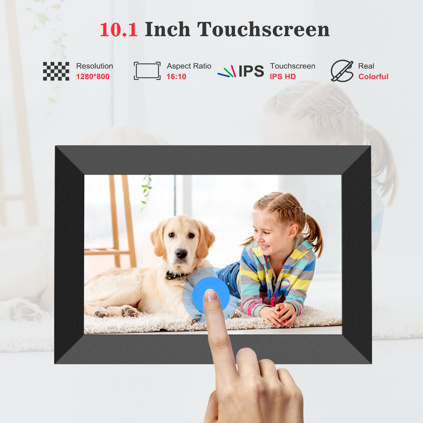 Frameo WiFi Digital Picture Frame,10.1" electronic photo frame with IPS Touch Screen,16GB Storage Smart Cloud Photo Frame, Auto-Rotate,Send Photos and Videos from via Frameo App,Best Gift Choice!
