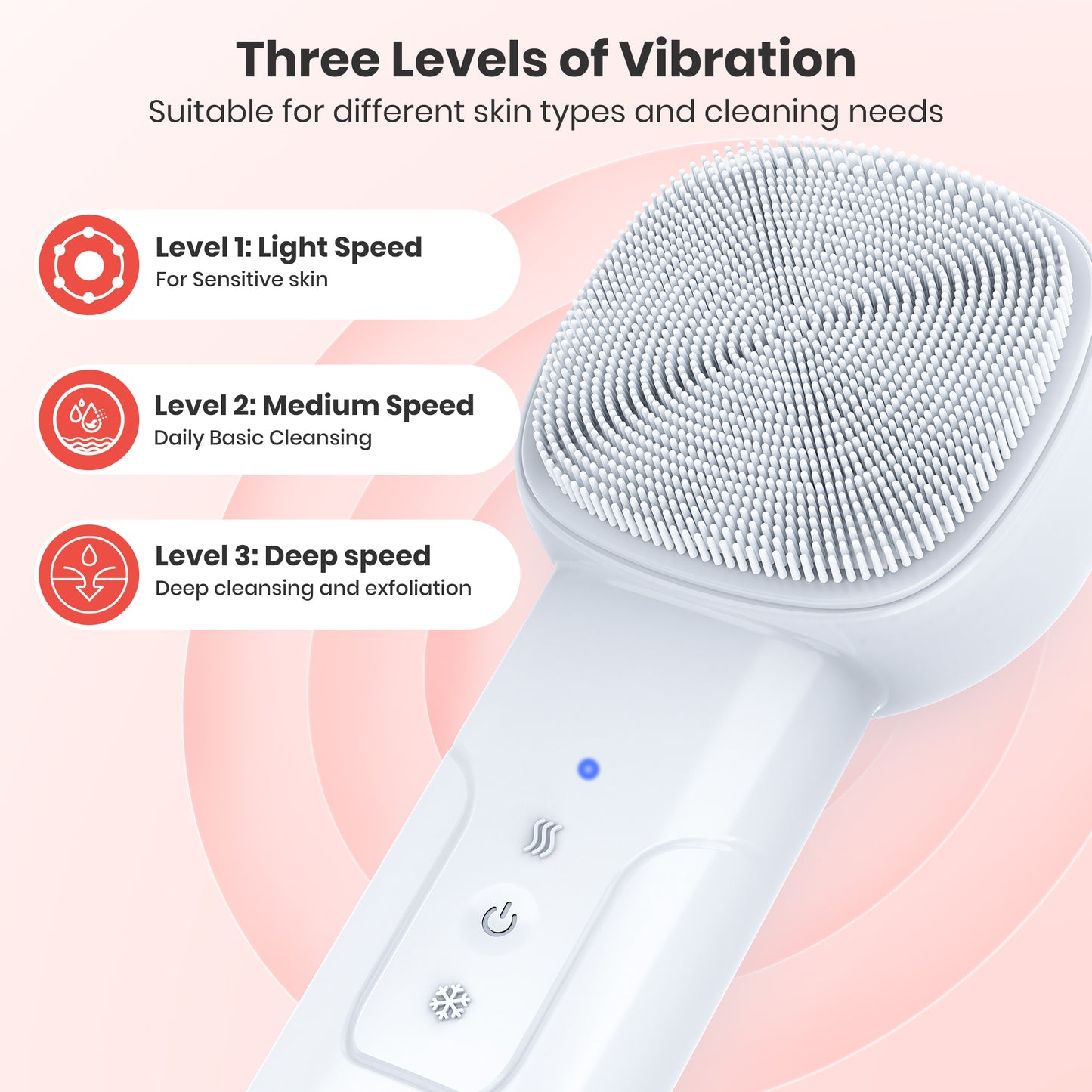 Facial Cleansing Brush, Msake Silicone Face Scrubber, Electric Face Brushes for Cleansing with Vibration, Hot and Cold Compress Modes, Sonic Face Cleanser for Men & Women Exfoliating and Massaging