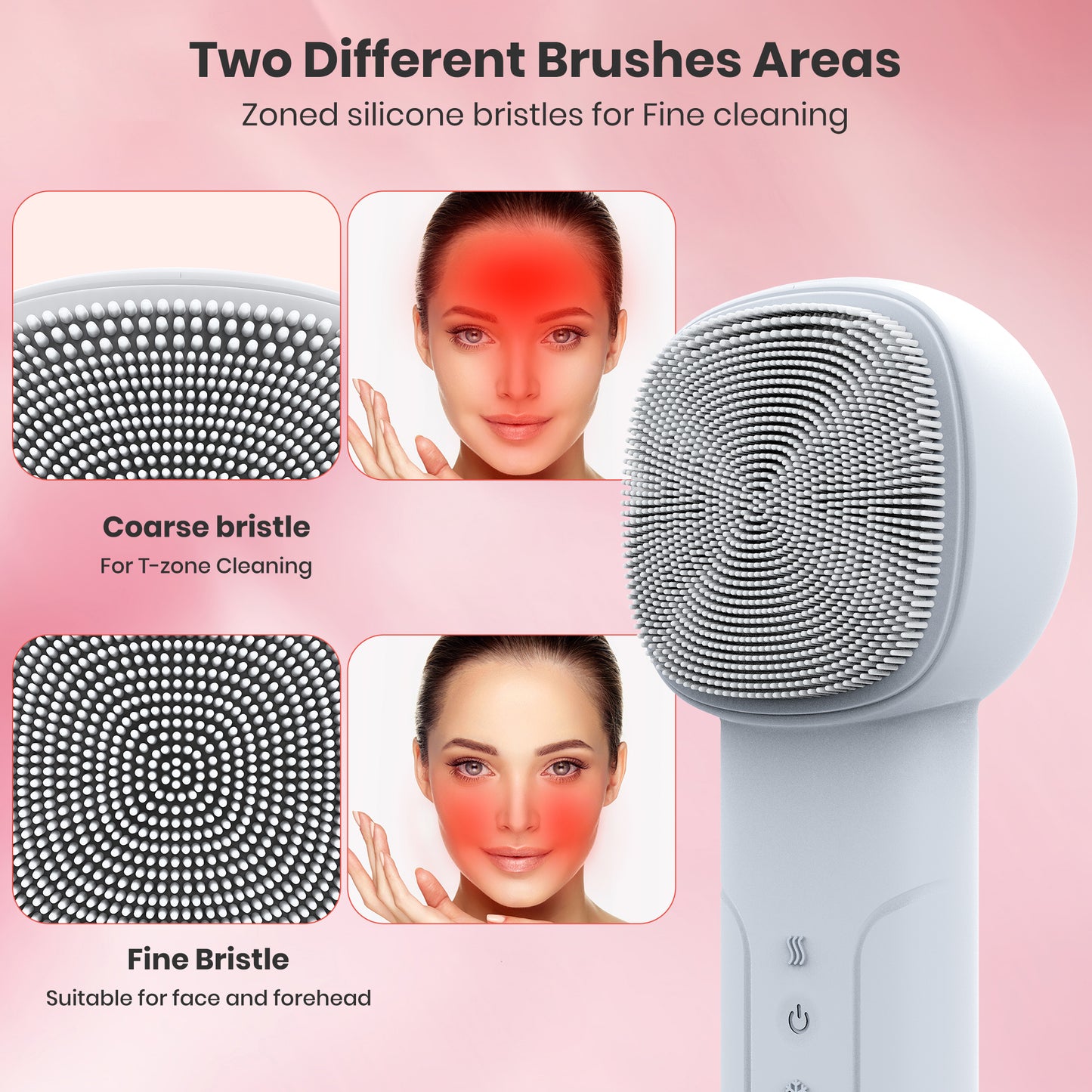 Facial Cleansing Brush, Msake Silicone Face Scrubber, Electric Face Brushes for Cleansing with Vibration, Hot and Cold Compress Modes, Sonic Face Cleanser for Men & Women Exfoliating and Massaging