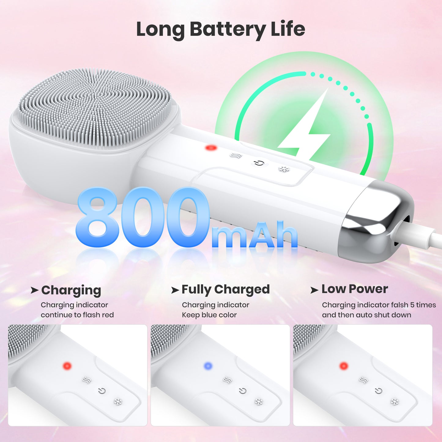 Facial Cleansing Brush, Msake Silicone Face Scrubber, Electric Face Brushes for Cleansing with Vibration, Hot and Cold Compress Modes, Sonic Face Cleanser for Men & Women Exfoliating and Massaging