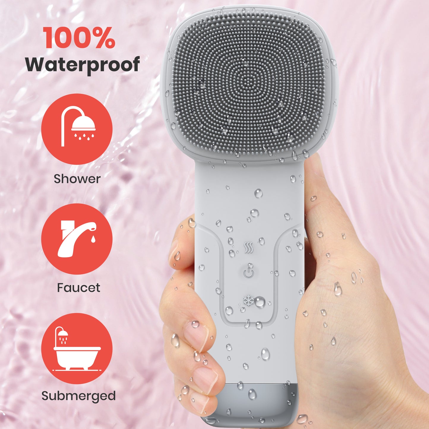 Facial Cleansing Brush, Msake Silicone Face Scrubber, Electric Face Brushes for Cleansing with Vibration, Hot and Cold Compress Modes, Sonic Face Cleanser for Men & Women Exfoliating and Massaging