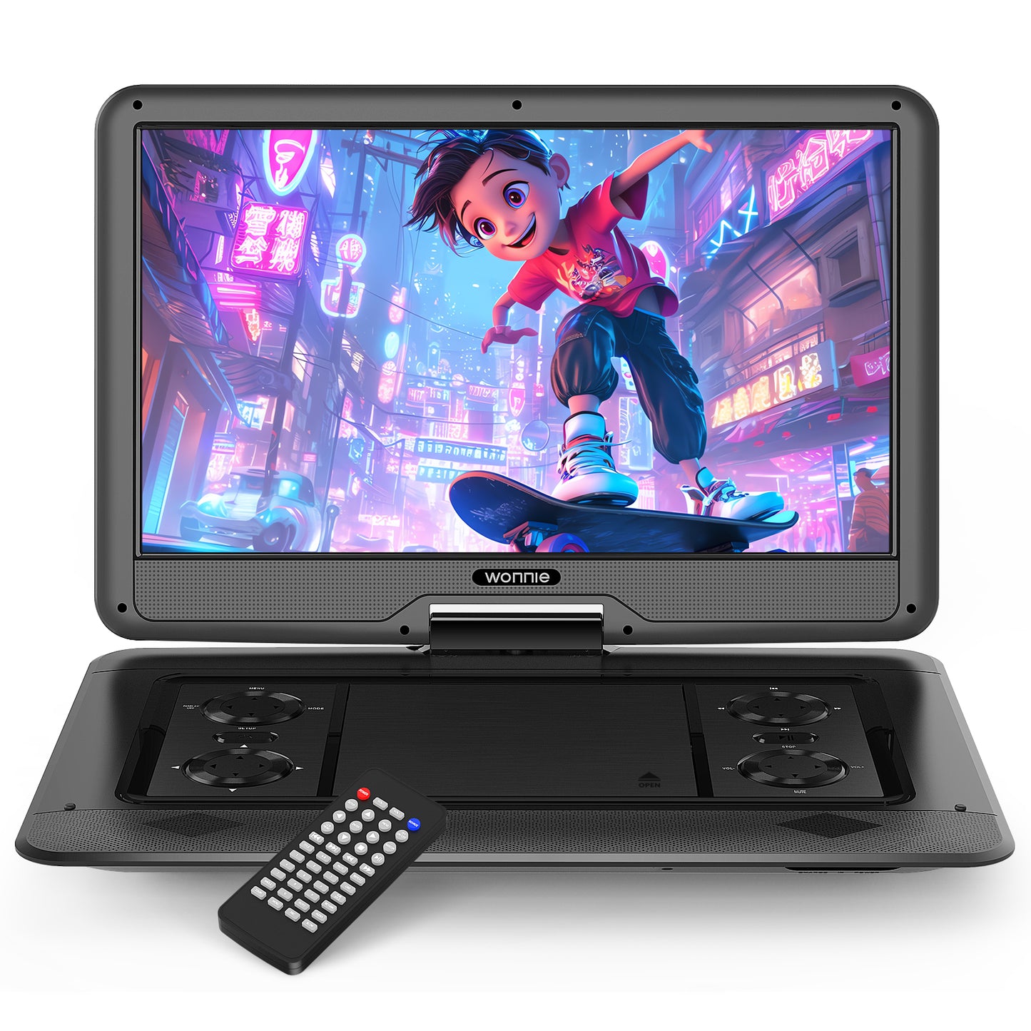 WONNIE 17.9" Portable DVD Player for Kids and Car, 15.6" Large HD Swivel Screen, Built in Rechargeable Battery with High Volume Speaker, Support USB/SD Card/Sync TV, Remote Control