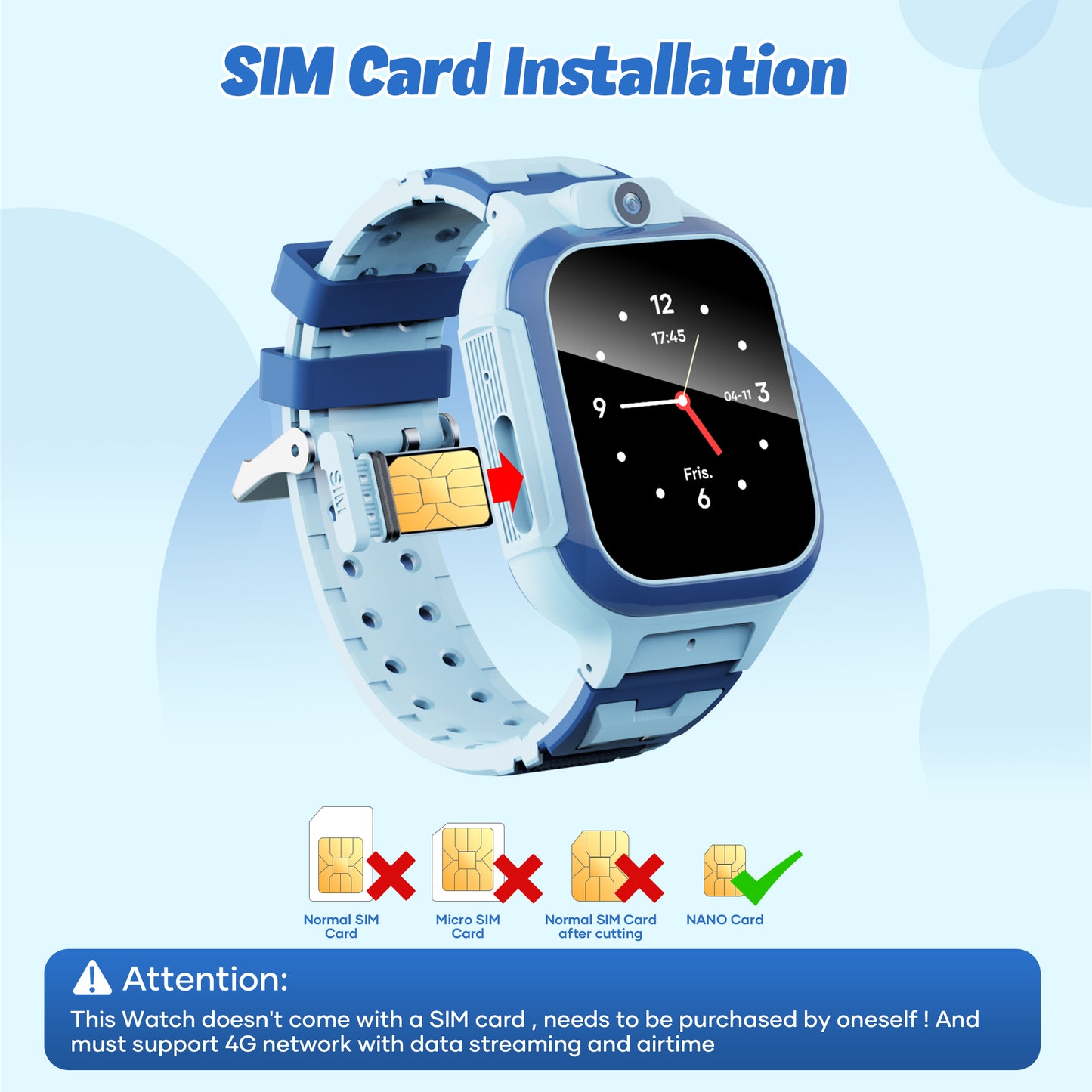 GPS SmartWatch, 4G Kids Smart Watch with Real-Time Location SOS 2 Way Video Call Voice Chat HD Touch Screen Camera, Wrist Watch for Boys and Girls Age from 3-12, Best Birthday Holiday Gift (Blue)
