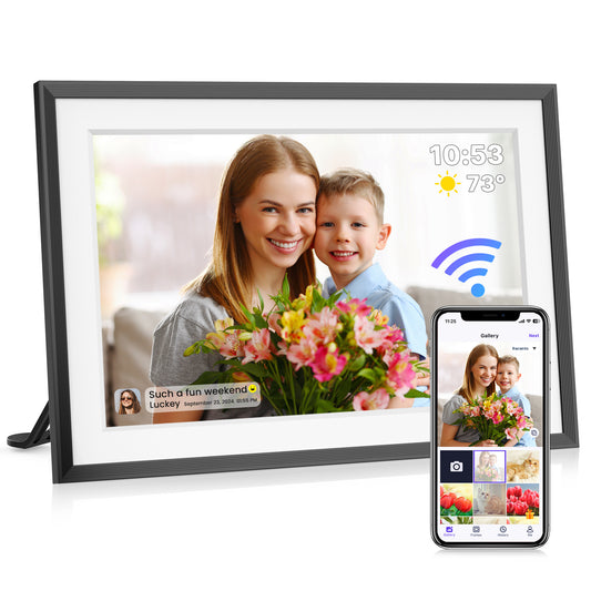 NUSICAN Digital Photo Frames, 10.1 inch Electric WiFi Digital Picture Frame with 32GB Memory, HD IPS Touch Screen, Auto Rotate, Wall Mountable, Easy Setup and Share Picture |Video via Free Uhale App