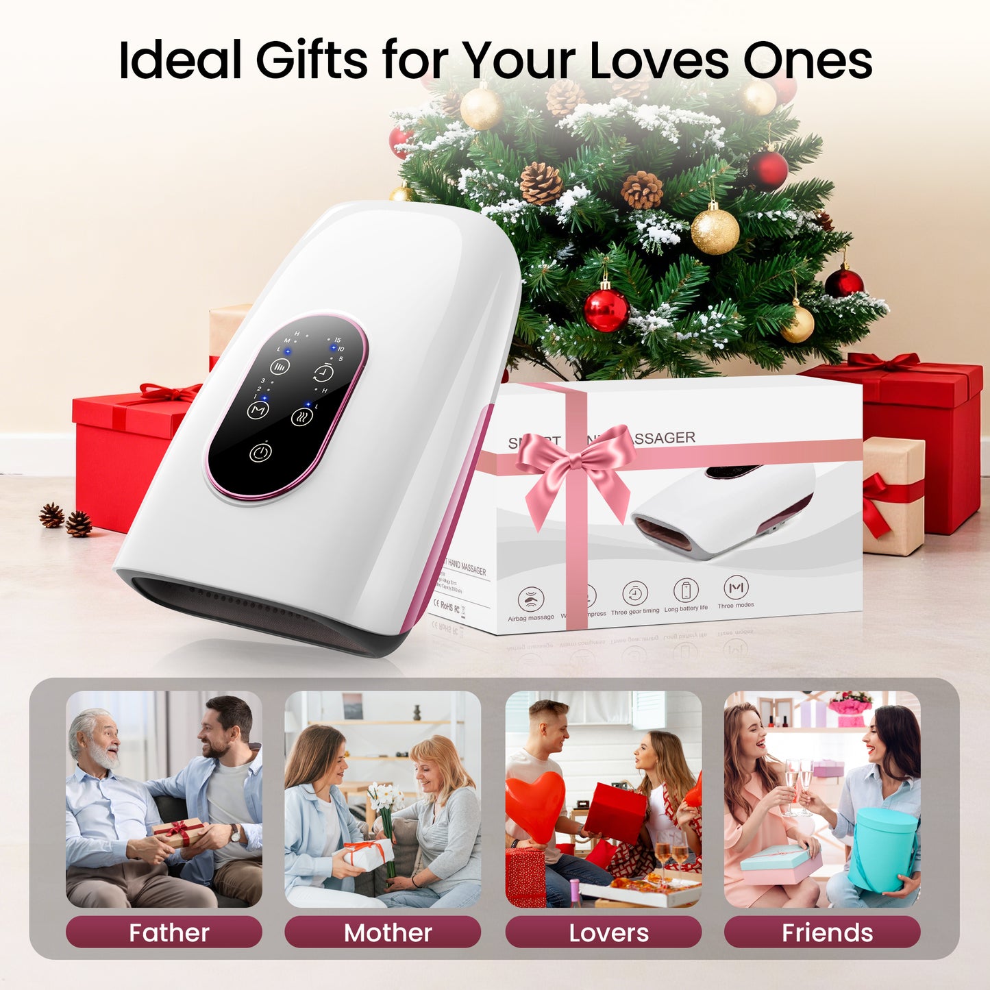 Hand Massager for Arthritis and Carpal Tunnel Relief, Msake Touchscreen Cordless Hand Massager with Heat, 3 Massage Modes, 3 Pressure Modes, Gifts for Women/Men