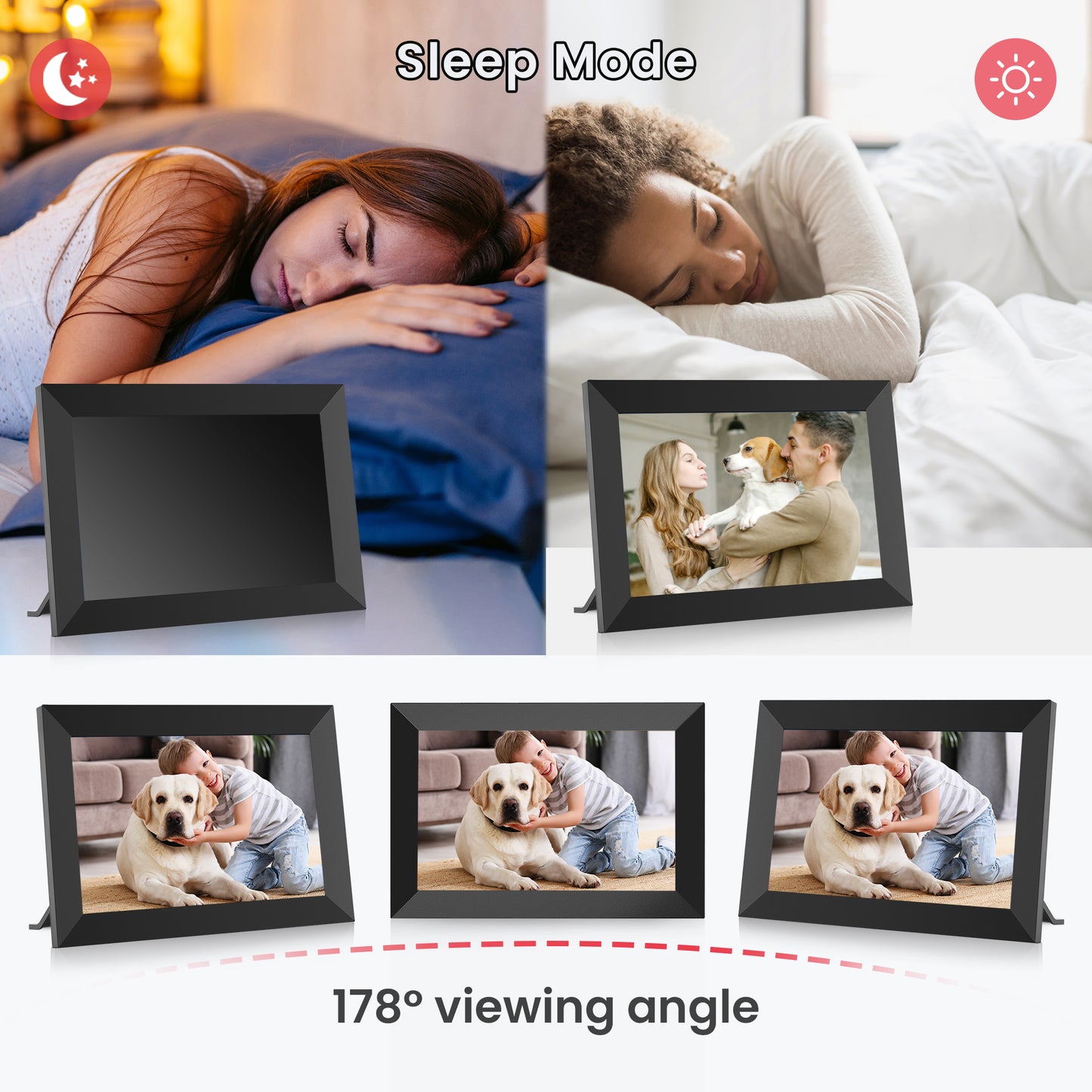 RICILAR Frameo WiFi Digital Picture Frames 2 Pack, 10.1-inch Electronic Photo Frames with IPS Touch Screen, 32GB Storage, Auto-Rotate, Wall Mountable, Ideal Gift Selection!