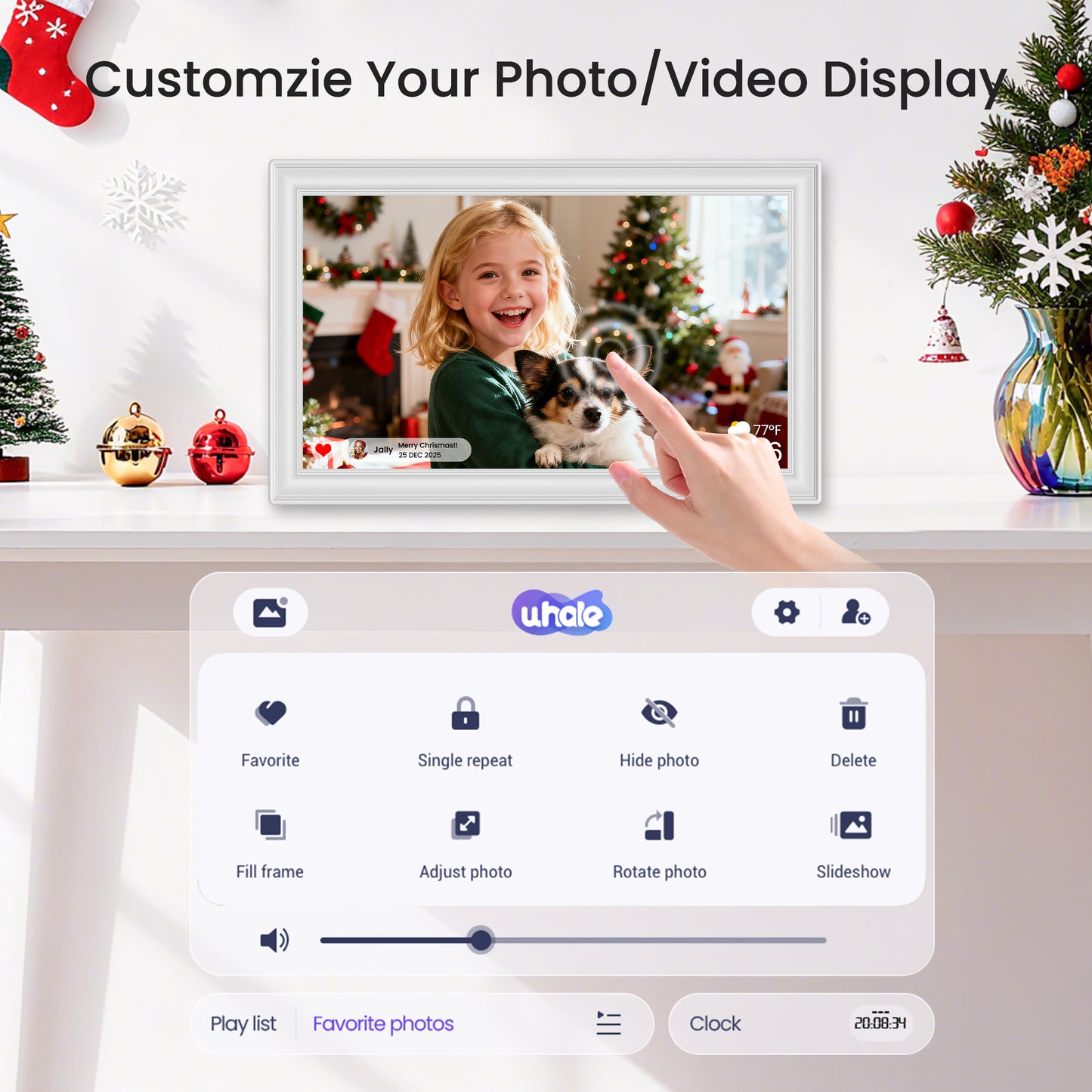 RCA Digital Photo Frame 10.1 Inch WiFi Digital Frames with 32GB Memory, 1080P IPS Touch Screen Picture Frames Auto-Rotate, Wall Mountable, Share Photos/Video Via Phone Uhale App Remotely (White)