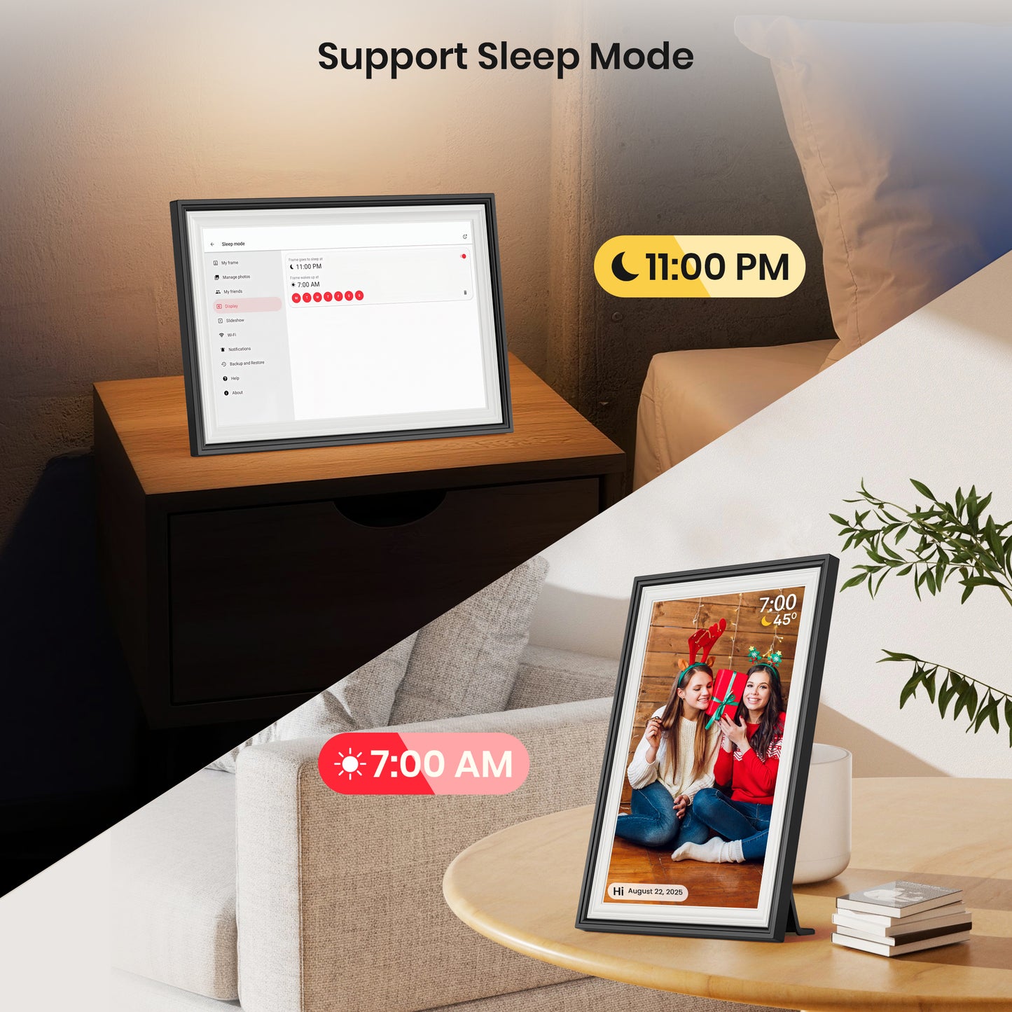 Frameo Digital Photo Frame 10.1inch NUSICAN WiFi Electric Picture Frame with 1280 x 800 HD Touch Screen 32GB Memory, Support Auto Rotate Wall Mountable, Share from Phone App Instantly