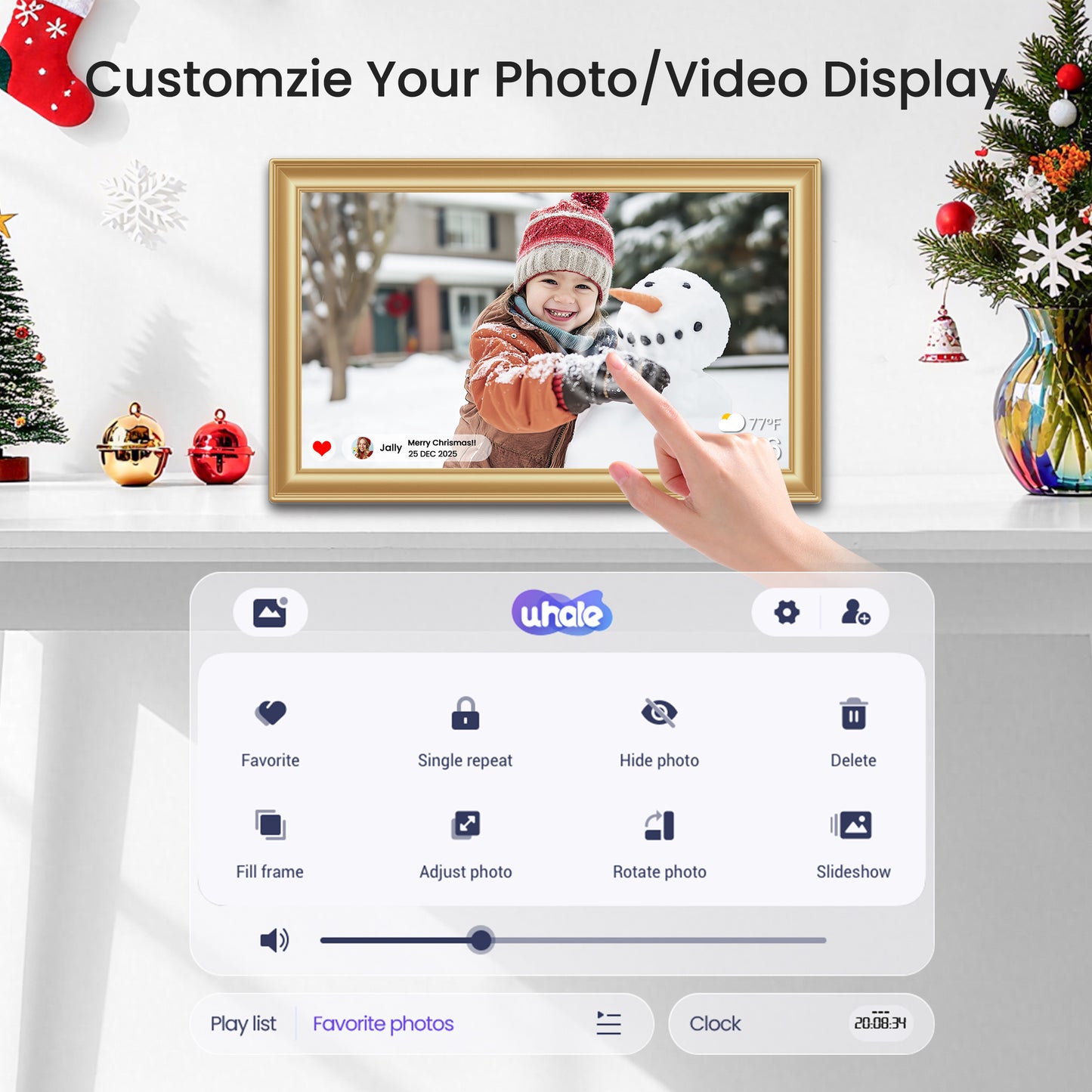 Uhale WiFi Digital Picture Frame, RCA 10.1 Inch Electric 1080p HD Touch Screen Photo Frame Digital with 32GB Memory, USB SD Slot, Auto Rotate, Wall Mountable, Share Photos/Videos Instantly (Gold)