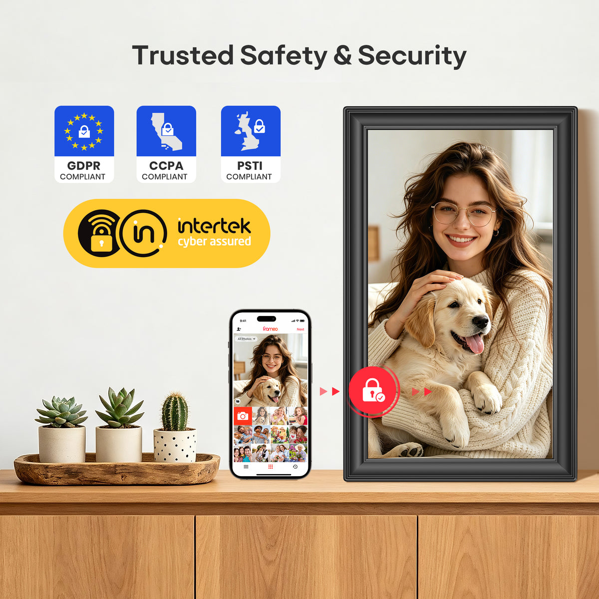 Frameo 15.6” 64GB Digital Picture Frame NUSICAN WiFi Photo Video Frames 1920 x 1080 FHD Touch Screen, Auto Rotate, Wall Mounted, Share from Phone App Easily, Best Gifts for Parents & Friends