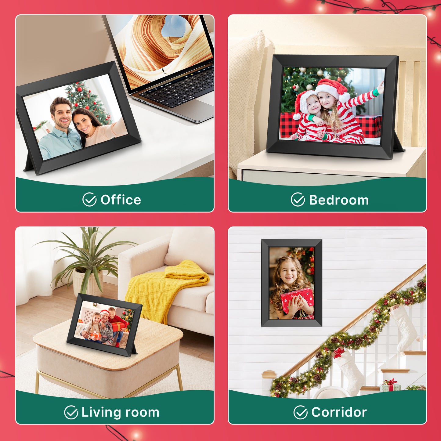 Frameo WiFi Digital Picture Frame, TEMASH 10.1" Digital Photo Frame 32G Memory with 1280*800 IPS Touchscreen, Wall Mount Auto Rotate Electronic Picture Frame, Gift for A Loved One!
