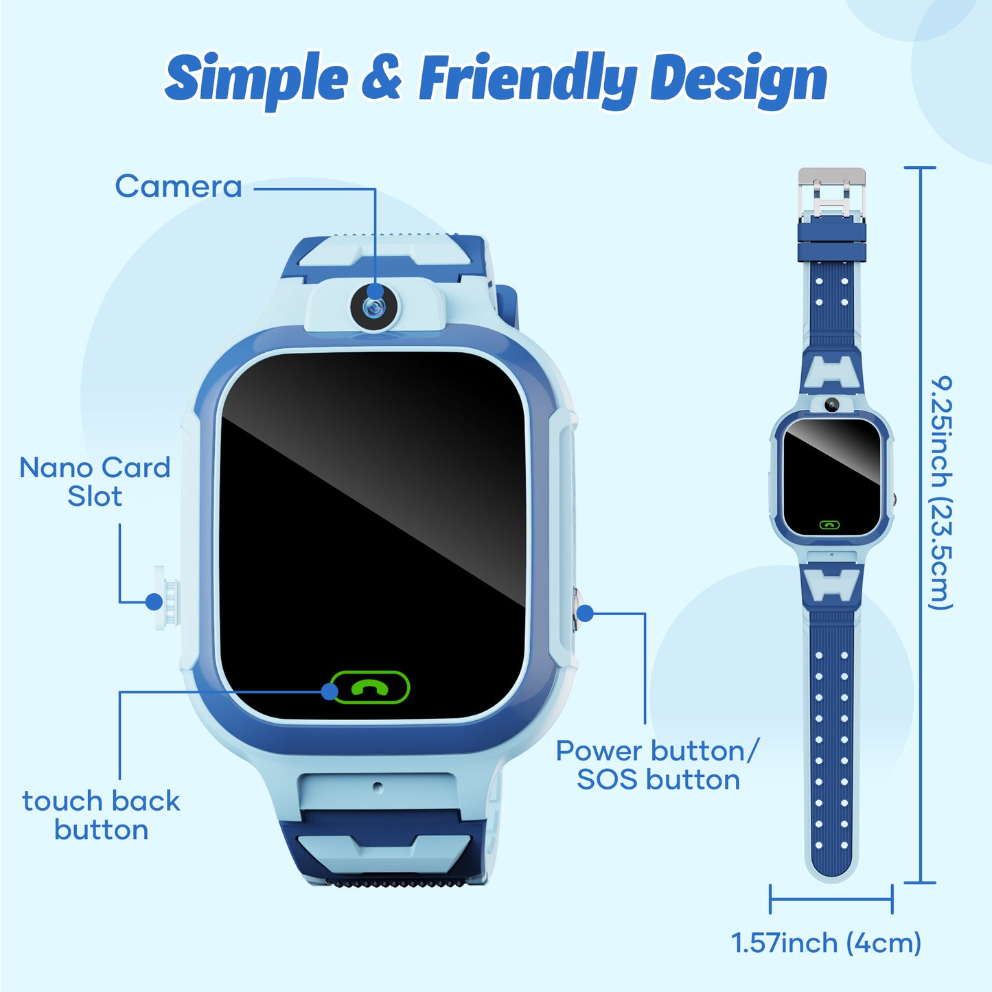 GPS SmartWatch, 4G Kids Smart Watch with Real-Time Location SOS 2 Way Video Call Voice Chat HD Touch Screen Camera, Wrist Watch for Boys and Girls Age from 3-12, Best Birthday Holiday Gift (Blue)