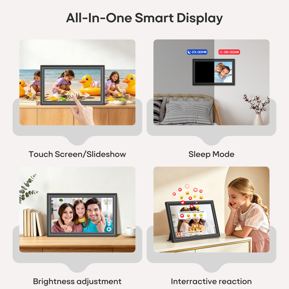 Frameo 15.6” 64GB Digital Picture Frame NUSICAN WiFi Photo Video Frames 1920 x 1080 FHD Touch Screen, Auto Rotate, Wall Mounted, Share from Phone App Easily, Best Gifts for Parents & Friends