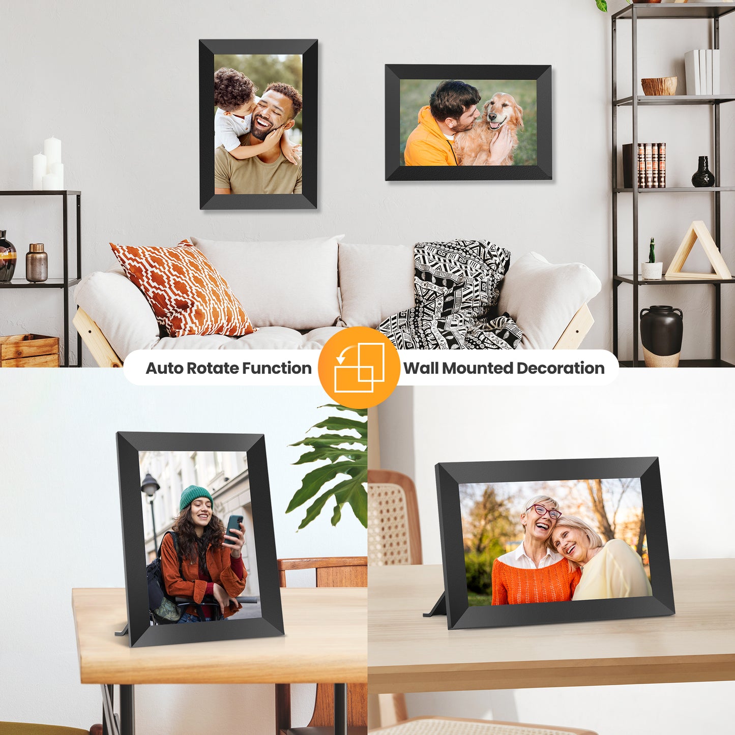 Mollan WiFi Digital Picture Frame, 32GB 10.1inch Smart digital photo Frames HD 1080P IPS Touch Screen, Auto-Rotate, Wall Mountable, Share Photos/Videos Instantly via Free & Secure App from Anywhere