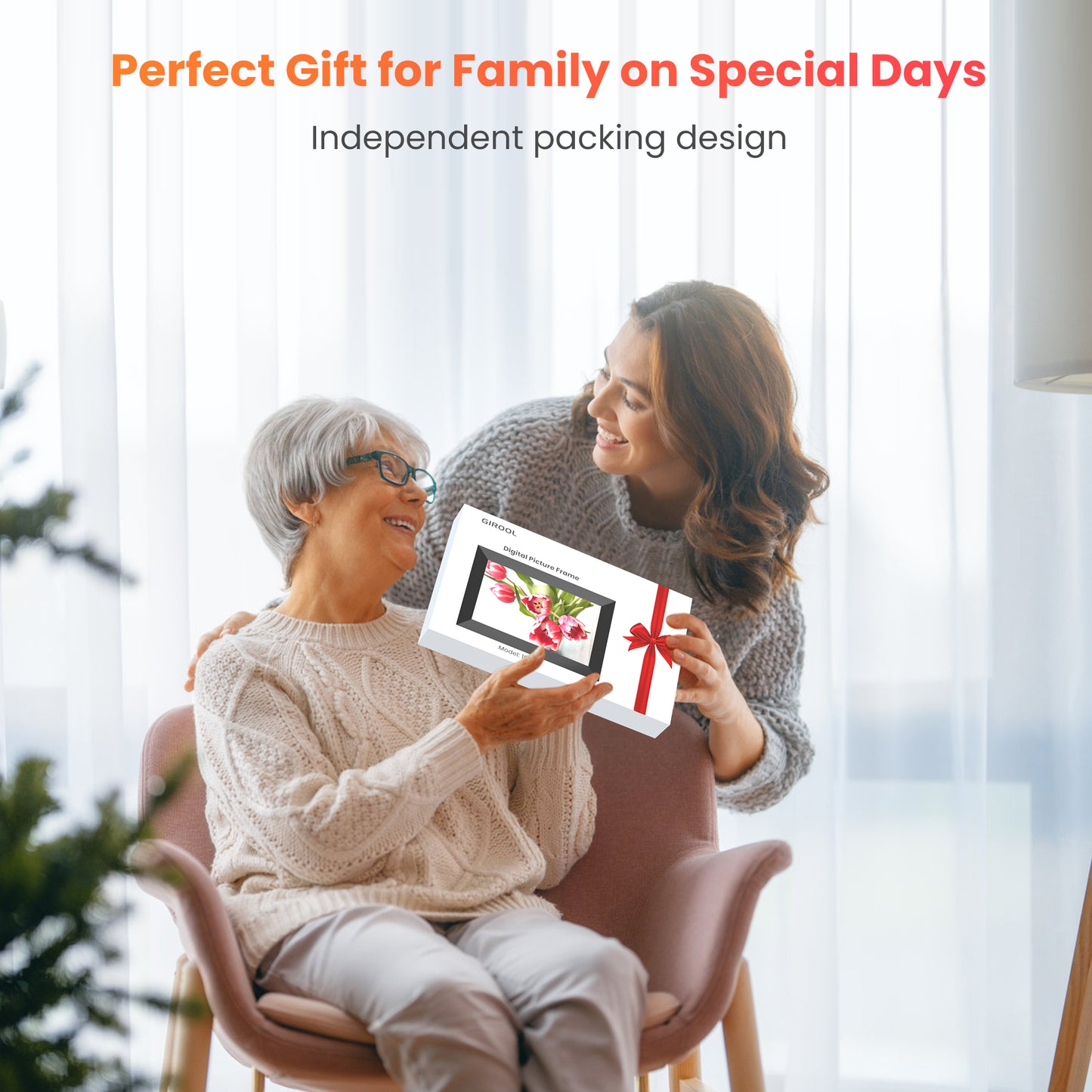 GIROOL 10.1" WiFi Digital Picture Frame 2 Pack, 32GB Storage Smart Touch Screen Photo Frame, HD Electric Picture Frame, Auto-Rotate or Wall Mountable,Send Photos and Videos via free App, Best Gift!