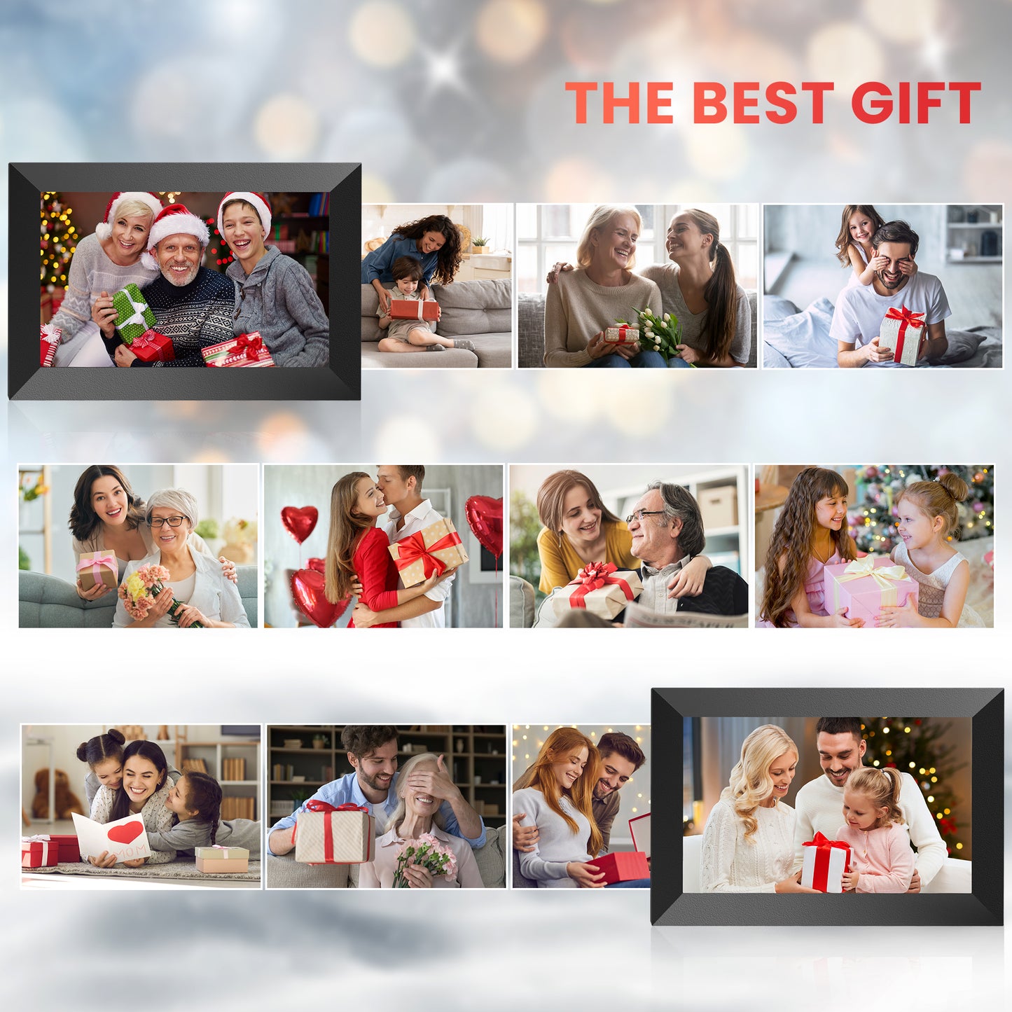 Temash 10.1 Inch WiFi Digital Photo Frame, Smart Digital Picture Frames with 32GB Storage & IPS Touch Screen , Auto Rotate electric frame share instant picture via free app, Best Gift for Loved One