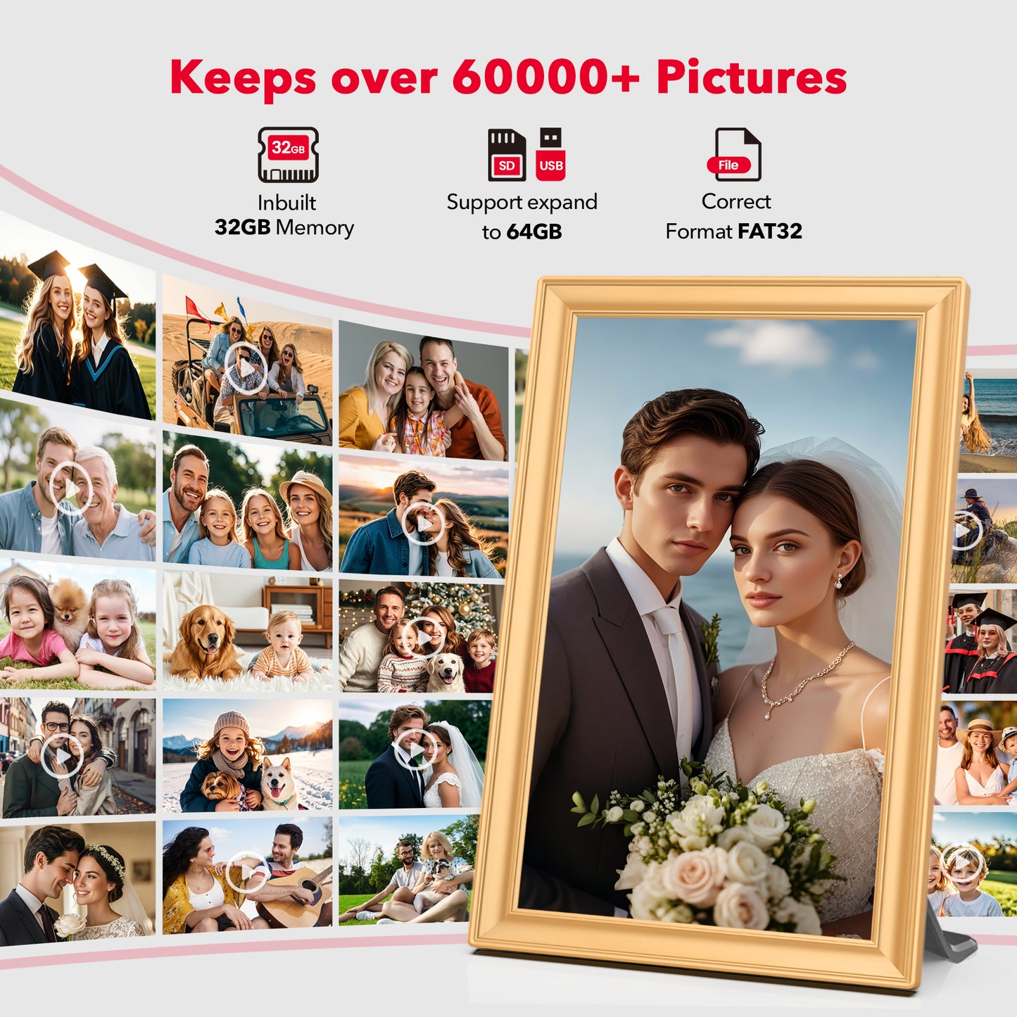 15.6" Large WiFi Digital Picture Frame RCA 32GB Electric Uhale Frames 1920 X 1080P FHD IPS Touch Screen Instant Share Pictures Videos Greetings from Phone Anytime, Best Gifts for Family & Friends