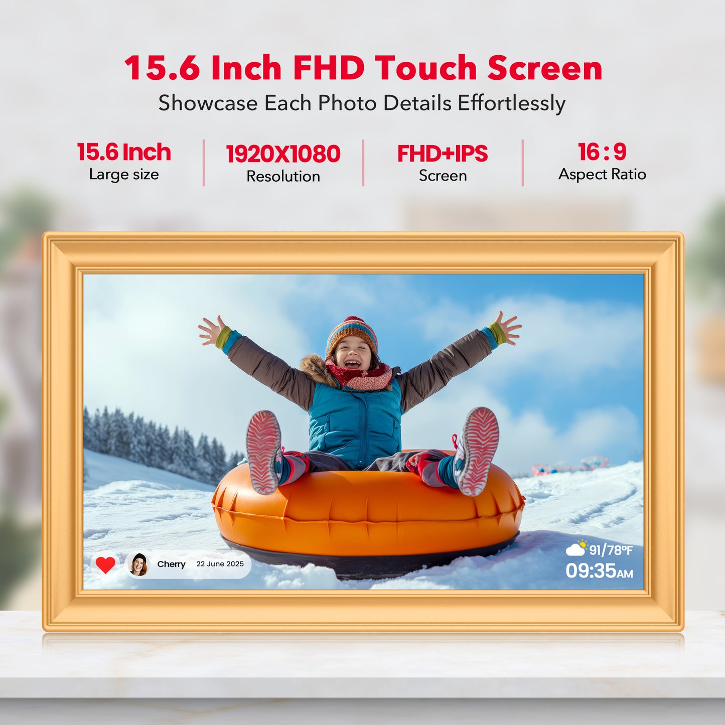 15.6" Large WiFi Digital Picture Frame RCA 32GB Electric Uhale Frames 1920 X 1080P FHD IPS Touch Screen Instant Share Pictures Videos Greetings from Phone Anytime, Best Gifts for Family & Friends