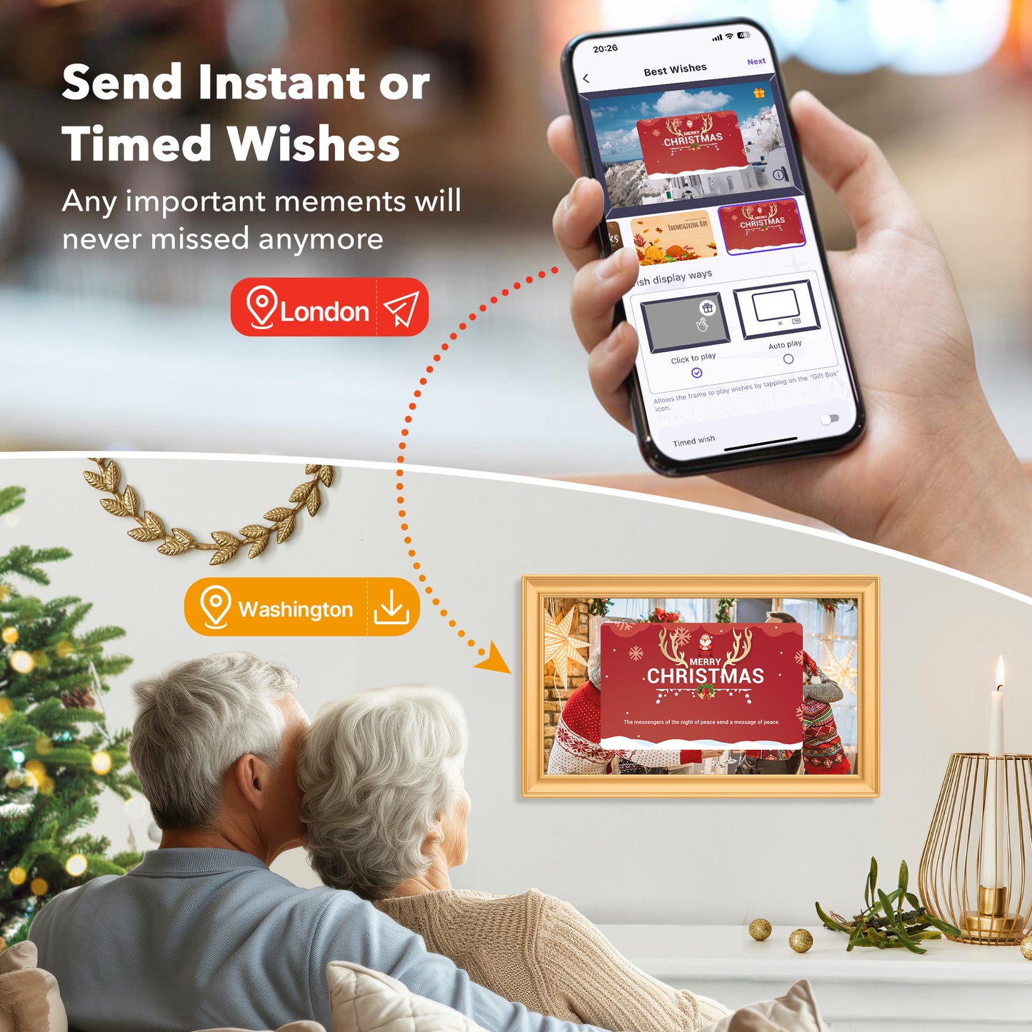 15.6" Large WiFi Digital Picture Frame RCA 32GB Electric Uhale Frames 1920 X 1080P FHD IPS Touch Screen Instant Share Pictures Videos Greetings from Phone Anytime, Best Gifts for Family & Friends