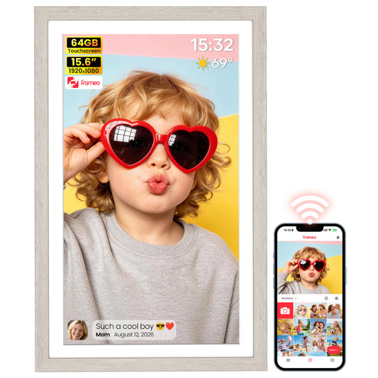 "64GB 15.6"" Frameo Digital Picture Frame NUSICAN WiFi Electronic Photo Frames 1920 x 1080 HD IPS Touch Screen, Auto Rotate, Wall Mounted, Share from Phone App Remotely, Best Gifts for 2026"