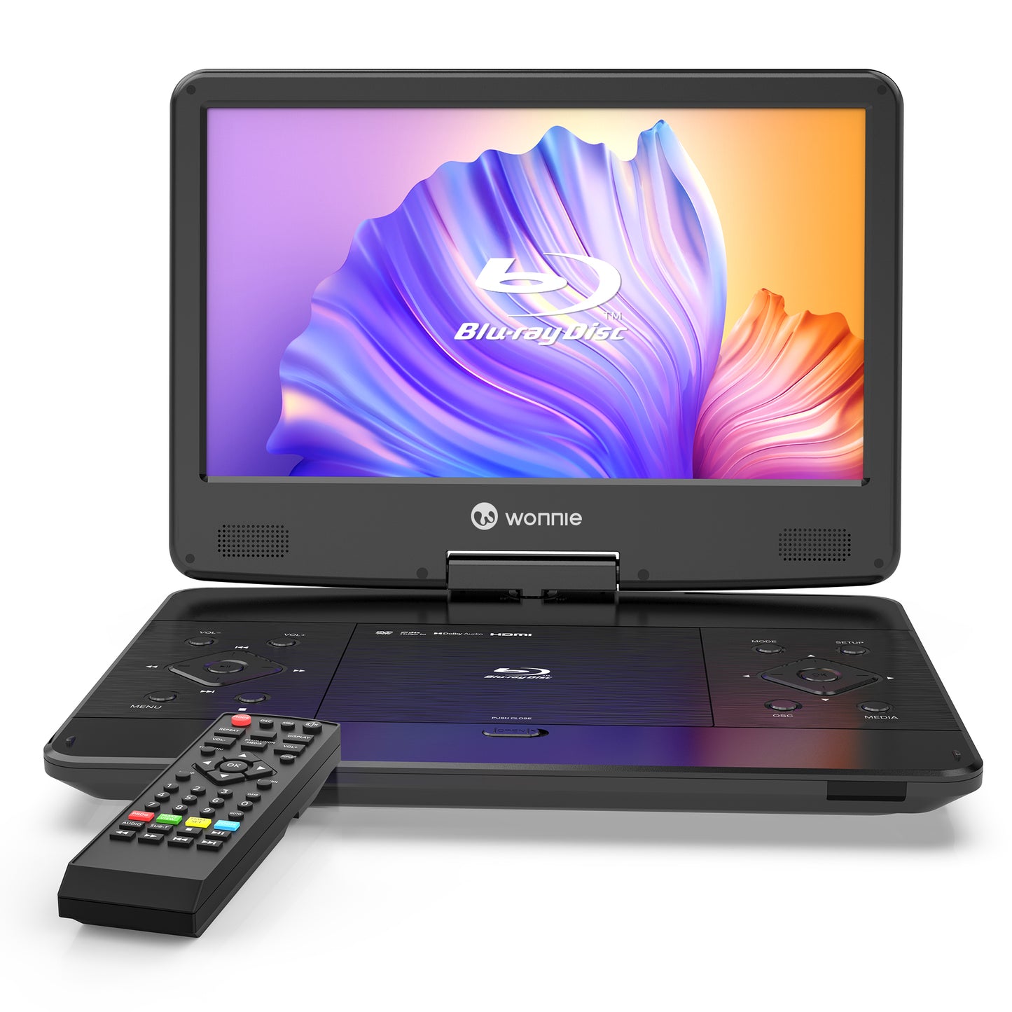 WONNIE Portable Blu Ray DVD Player, 16.9 inch DVD Player with 14.1" 1080p HD Screen, Blu Ray Players built in 5000mAh Battery, Supports HDMI Output, Dolby Audio, Last Memory, USB/SD Card, AV in