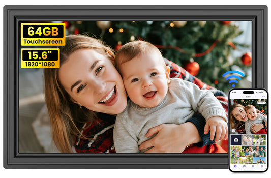 64GB Uhale 15.6" Digital Picture Frame, Large WiFi Electronic Photo Frames 1920 x 1080 IPS FHD Touch Screen, Share Photos and Videos Anywhere, Support SD/USB, Best Gifts for Parents and Grandparents