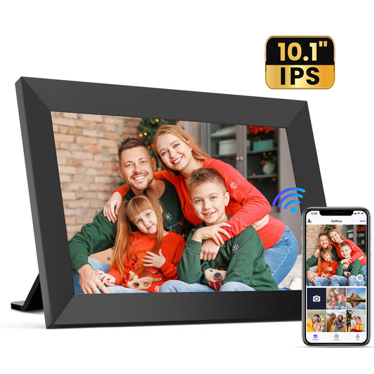 FANGOR WiFi Digital Picture Frame 10.1 Inch, 1080P IPS Touch Screen Smart Photo Frame with 16GB Memory, Auto-Rotate, Wall Mountable, Send photos & videos via free app,Best gift for family!