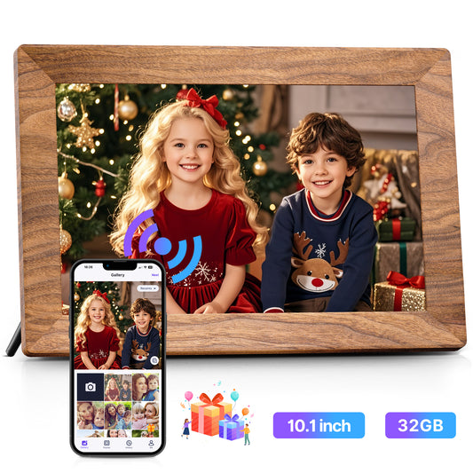 NUSICAN WiFi Digital Picture Frame 10.1" 32GB, Electronic Photo Frame with HD IPS Touch Screen, Auto Rotate, Slideshow, Wall Mountable ,Easy Setup Digital Frame to share Photos & Videos Via Free App