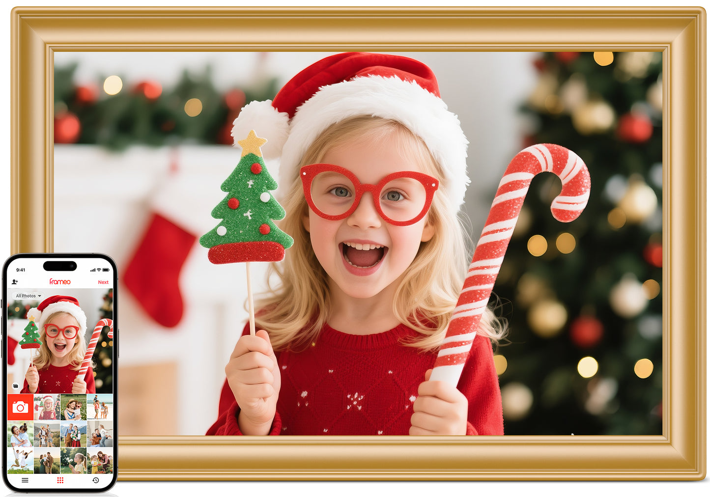 Frameo 10.1" WiFi Digital Picture Frame with 32GB Memory, 1280 x 800 IPS HD Touch Screen Electronic Photo Frame, Auto-Rotate, Slideshow, Wall Mountable, Share Photos/Video Remotely Anywhere