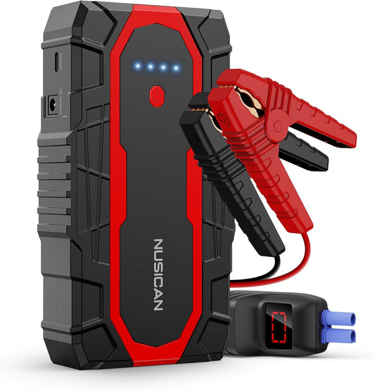 NUSICAN Battery Jump Starter, 1500A Peak 18000mAh Car Jump Starter Portable, 12V Auto Jump Box Power Pack (up to 7L Gas or 5.5L Diesel Engine) with Dual USB Quick Charge & LED Light