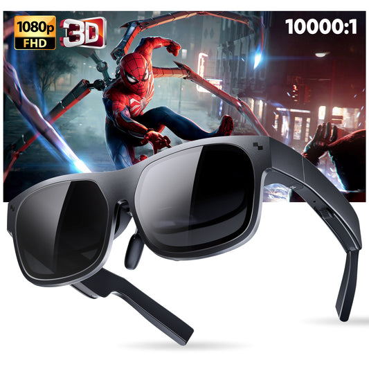 AR Glasses, Smart Glasses with Massive 201 Inch Micro OLED Virtual Theater, 1080P, 3D Movie, 50° FOV, 400 nits Brightness, Support Stream, Game and Work on PC/Android/iOS/Consoles/Cloud